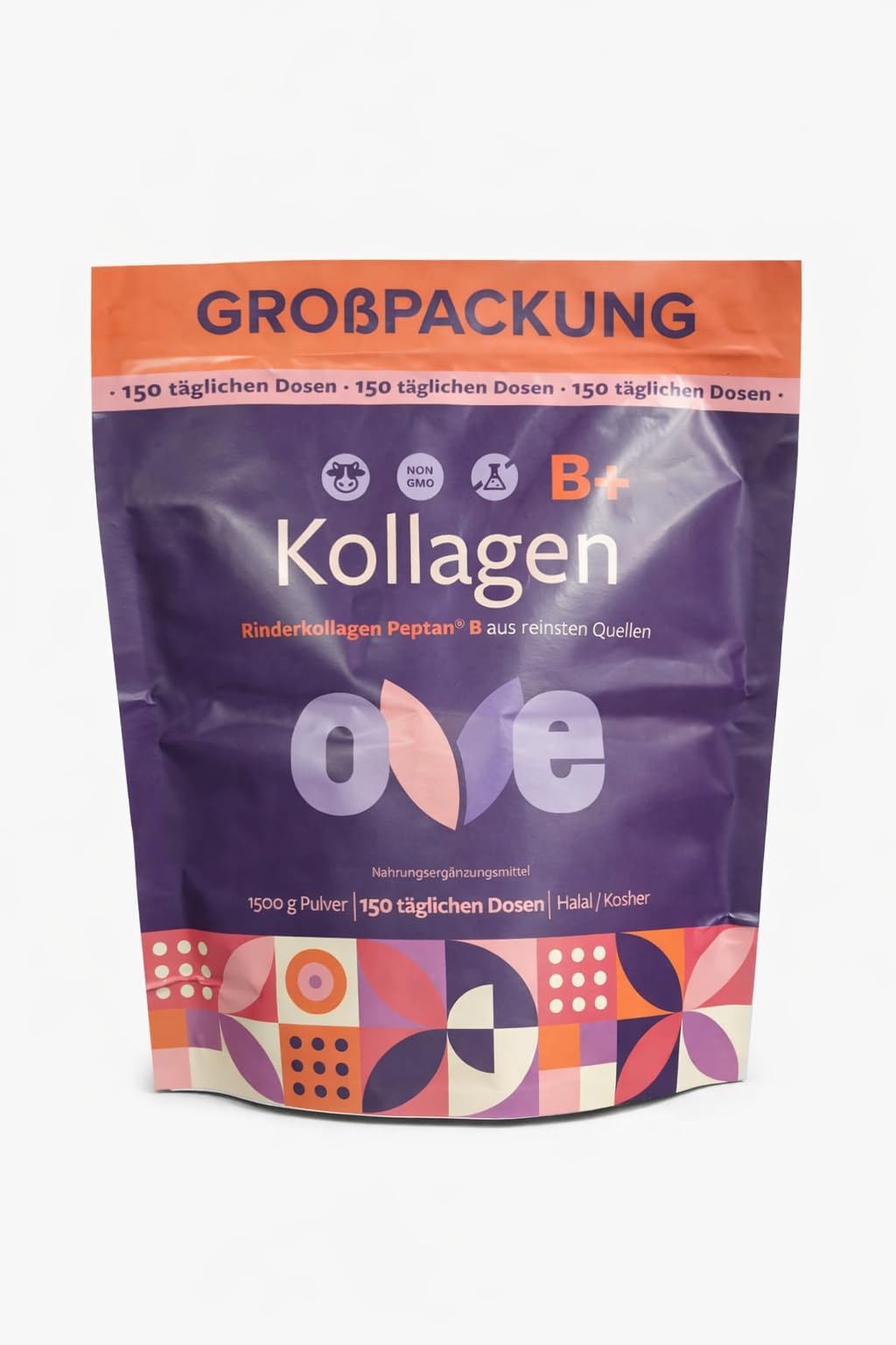 Poudre de collagène B+ - Collagène de bovin Peptan B - Poudre hydrolysate de collagène 100 % pur pour la peau, les articulations et les muscles - 1500 g - Halal, casher - Sans OGM