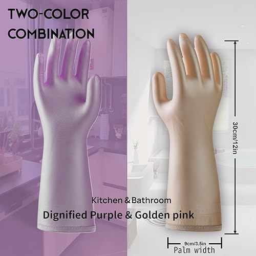 Miniatura 6 de 12 pares de guantes domésticos impermeables y duraderos para cocina, guantes reutilizables para lavar platos flocados con forro de algodón