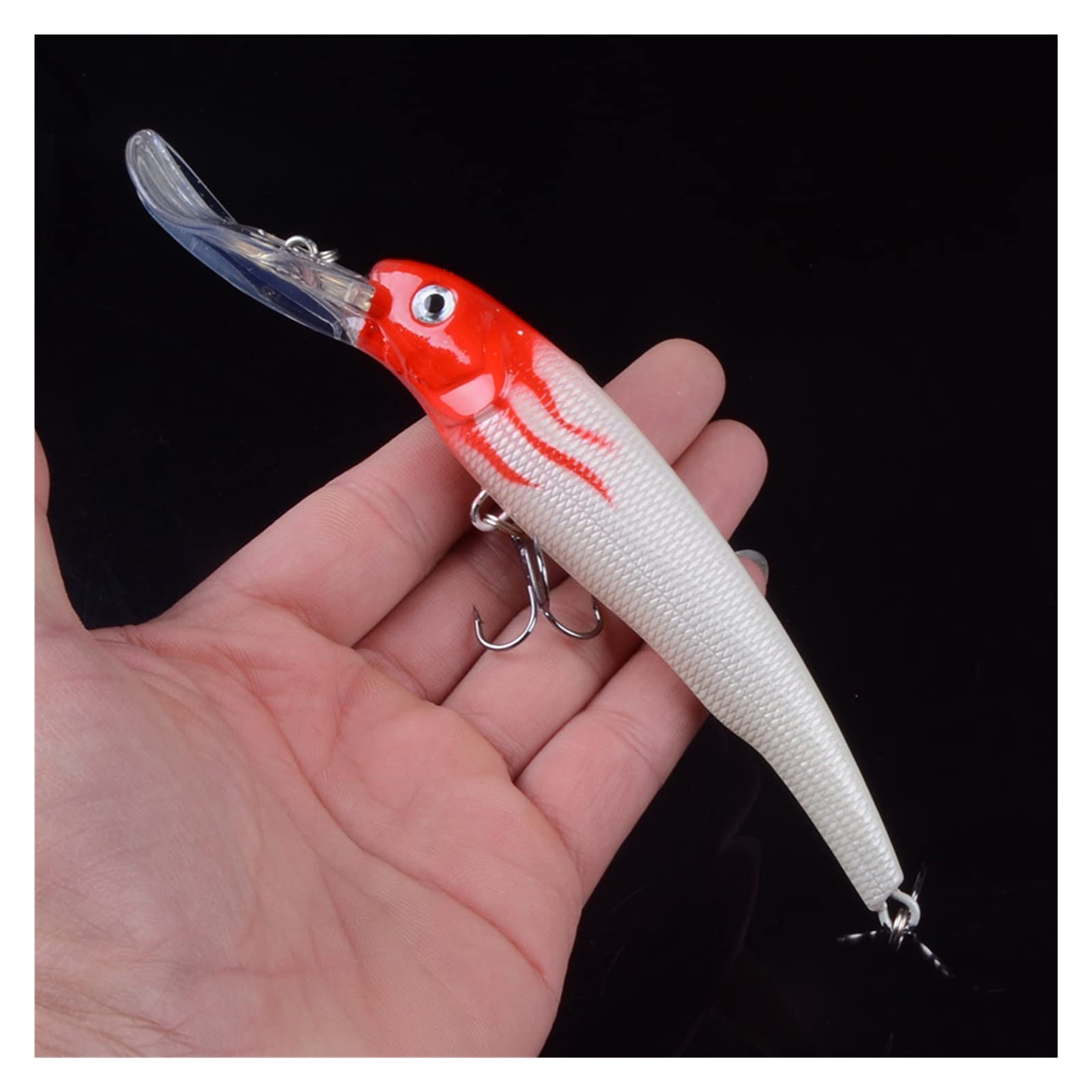 XILILHC 8 Stück 16,5 cm 28 g große Elritze Angelköder Tiefseebarsch Köder künstlicher Wobbler Fisch Crankbait Schwimmköder Tauchen 3D Augen