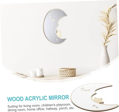 Miniatura 9 de Espejo de luna montado para maquillaje, adorno para niños, espejo de pared, decoración de espejo colgante, espejos de nube para pared, espejo