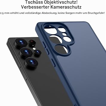 ORDA Case for Samsung Galaxy S25 Ultra with Camera Protection Dark Blue Shockproof scratch-resistant translucent back protective case matte mobile phone case