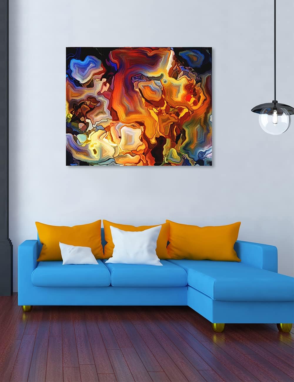 DECORARTS - Abstract Stained Glass Style Wall Art, Giclee Print on Canvas, Modern Colorful Artwork for Living Room or Office Decor, 40" x 32", Ready to Hang, Made in USA 40"L x 32"W Stained Glass Pattern