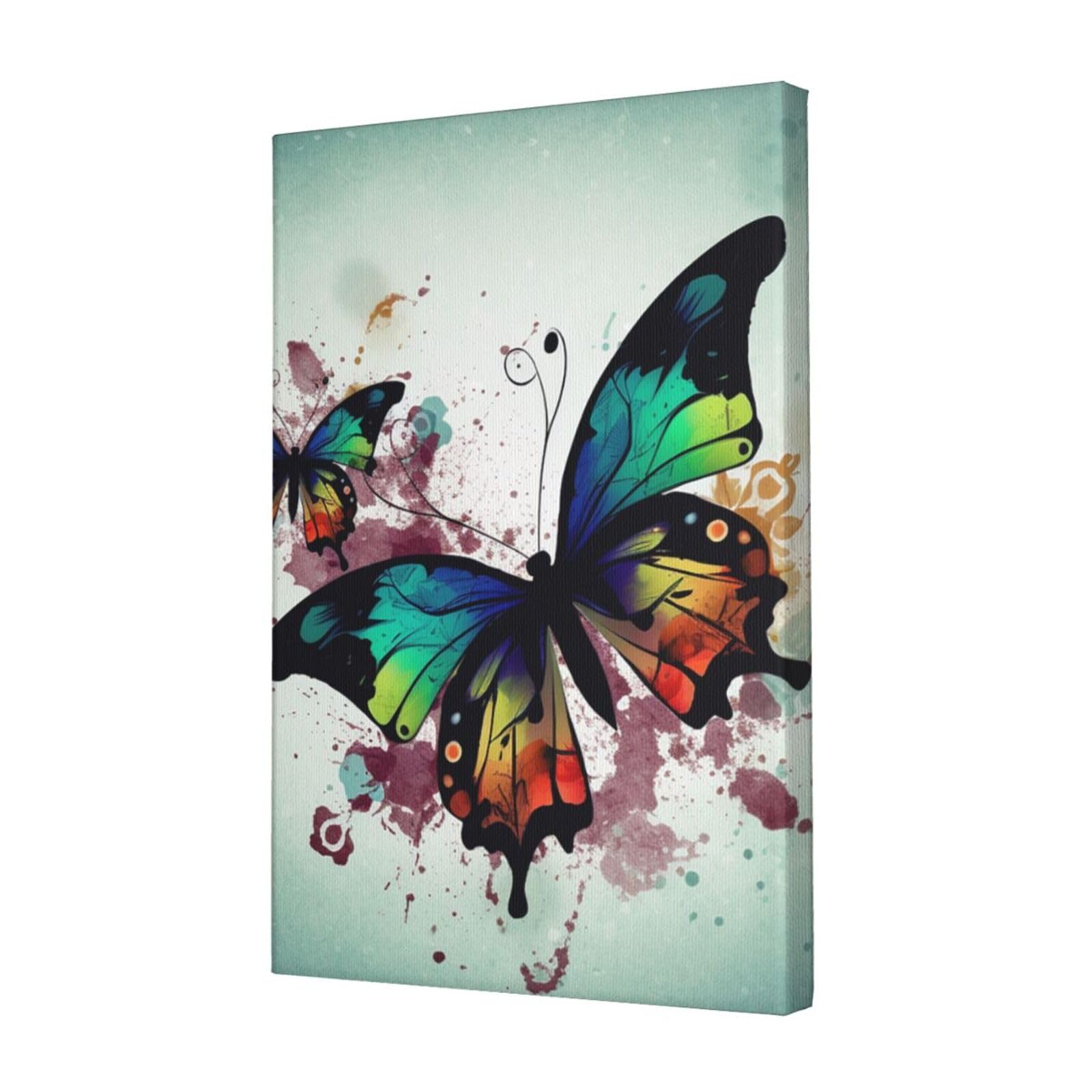 FodPand Artistic Butterfly Canvas Wall Art for Living Room Wall Decor 12"x18" Modern Artwork Painting Pictures Hanging Canvas Prints Aesthetic Wall Art for Bedroom Bathroom Office Wallart Decor