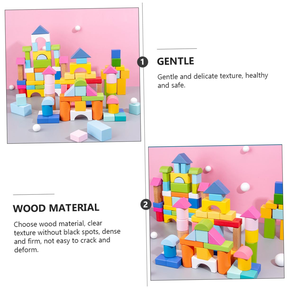 ifundom 100 Pezzi Blocchi di Costruzione in Legno Giocattoli Educativi per Bambini Forme Geometriche per Sviluppare Immaginazione e Abilità di Pensiero Gioco Didattico per Mani