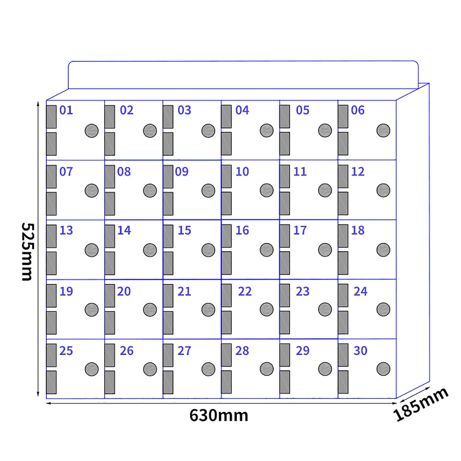 Coffret de rangement mural mobile en bois pour téléphone portable avec portes verrouillables et étiquettes numériques, façade en acrylique, idéal pour une utilisation au bureau ou en salle de classe