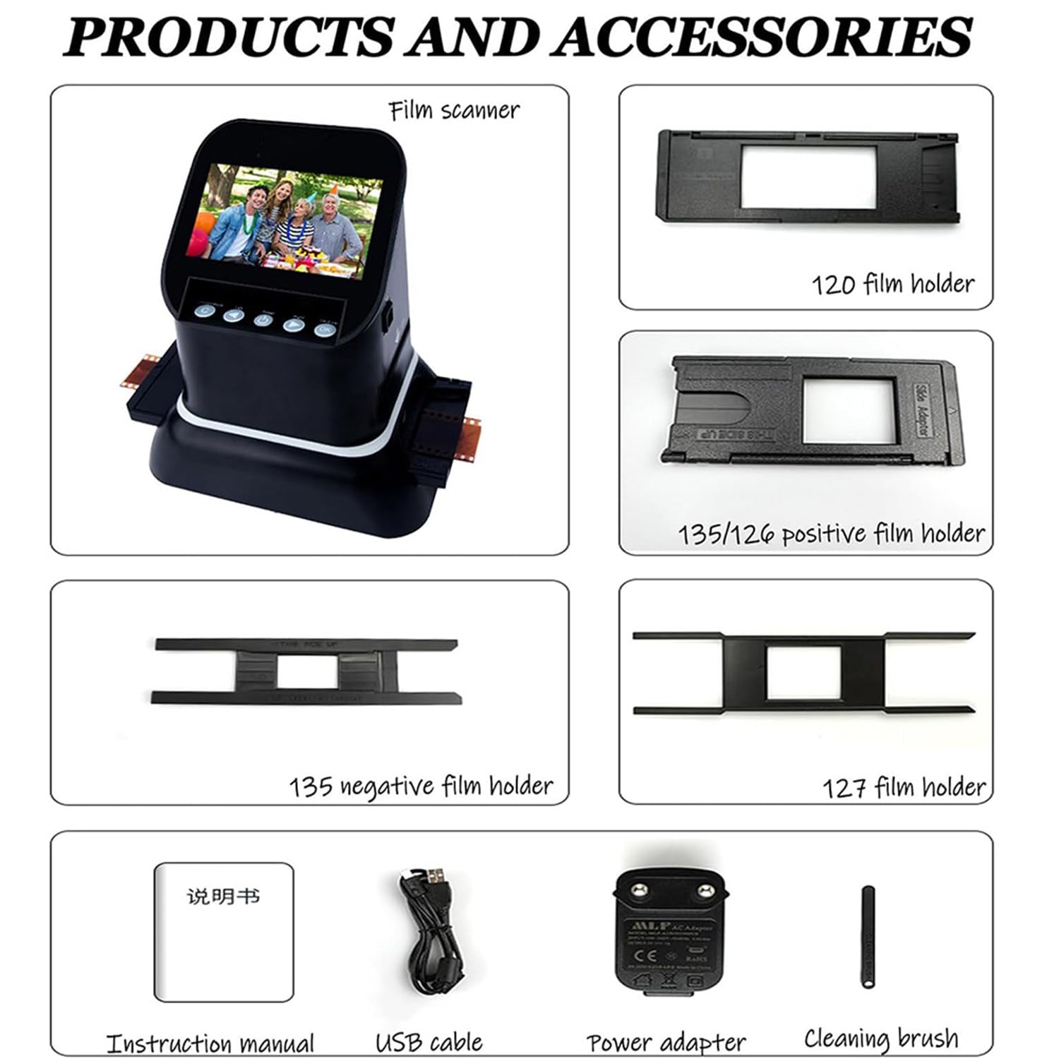 Scanner per Diapositive E Negativi 22 MP, Convertitore Ad Alta Risoluzione con Display 4,3", Scansione Rapida HD per Pellicole 35 Mm/120/126/127 E Vecchie Foto