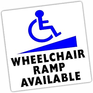 1 x D75 Wheelchair Ramp Available Sticker Disabled Sign Car 100mm ...