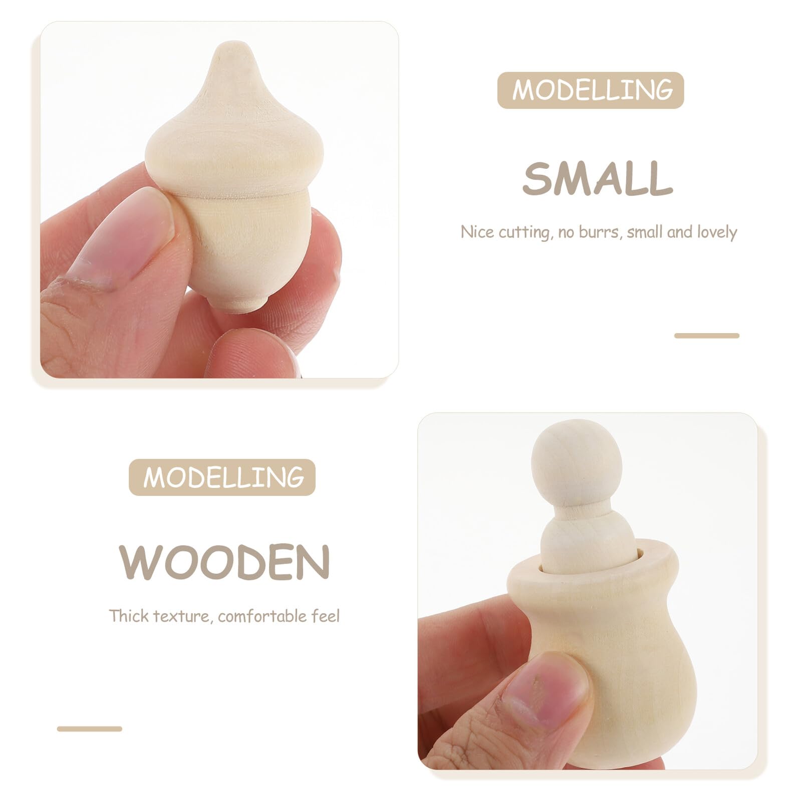 ORFOFE Muñecos de Madera sin Pintar para Pintar Figuras DIY para Decoración Navideña y Manualidades Muñecos Lisos y Resistentes para Hogar