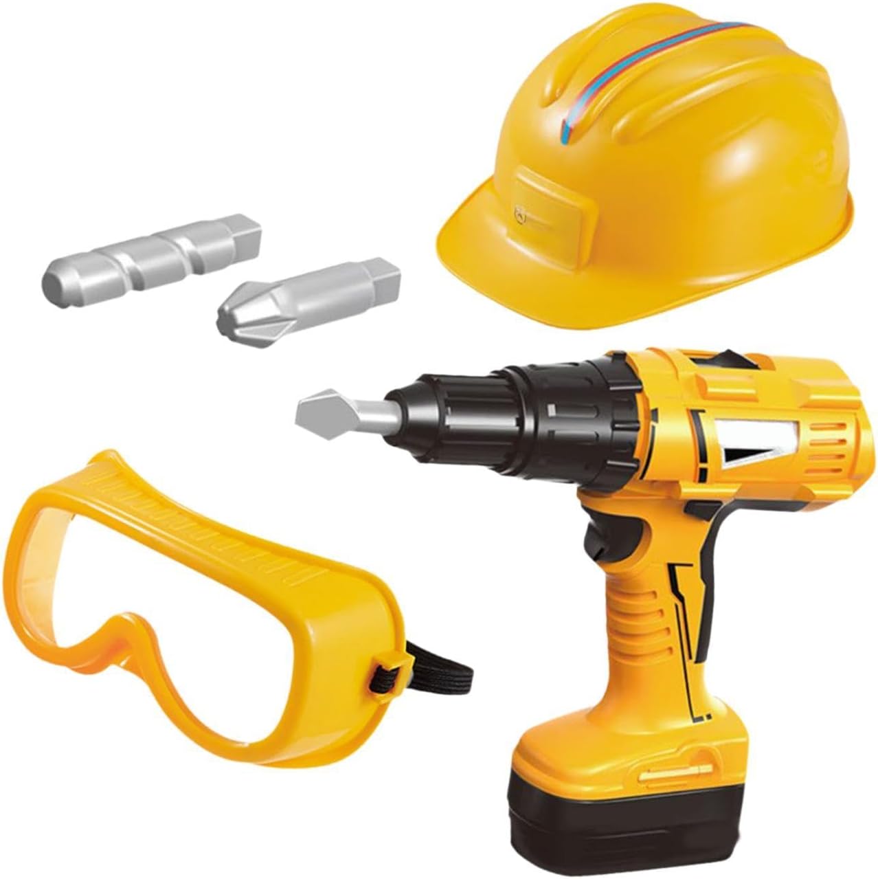 harayaa Kids Tool Set Pretend Play Construction Toys Electric Drill Toy with Realistic Sounds PP Material Operated Educational Role Play Building, Yellow Drill