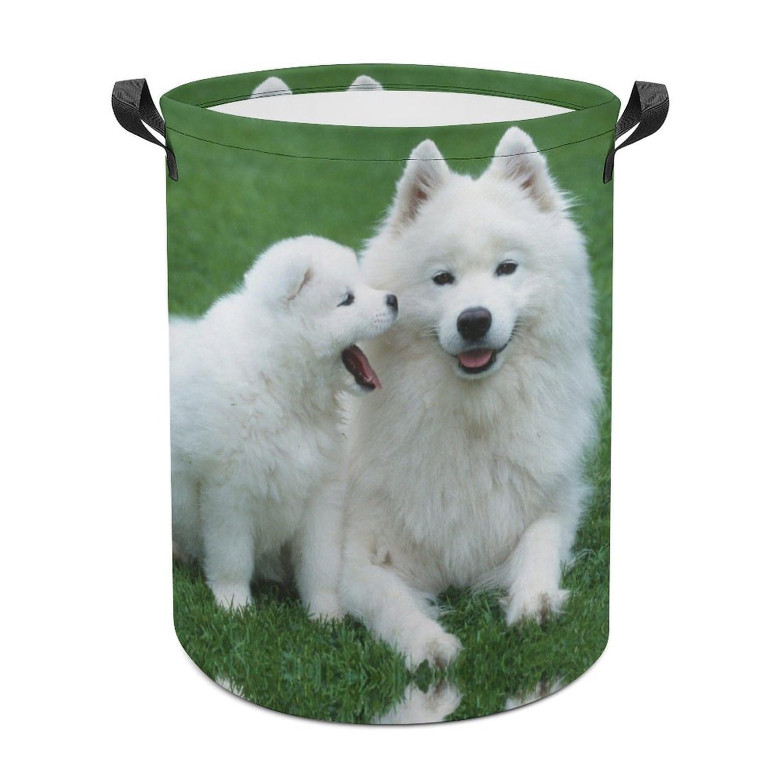 Wlntrophic Laundry Hamper, Samoyed Dog Laundry Basket, Washing Basket with Handle