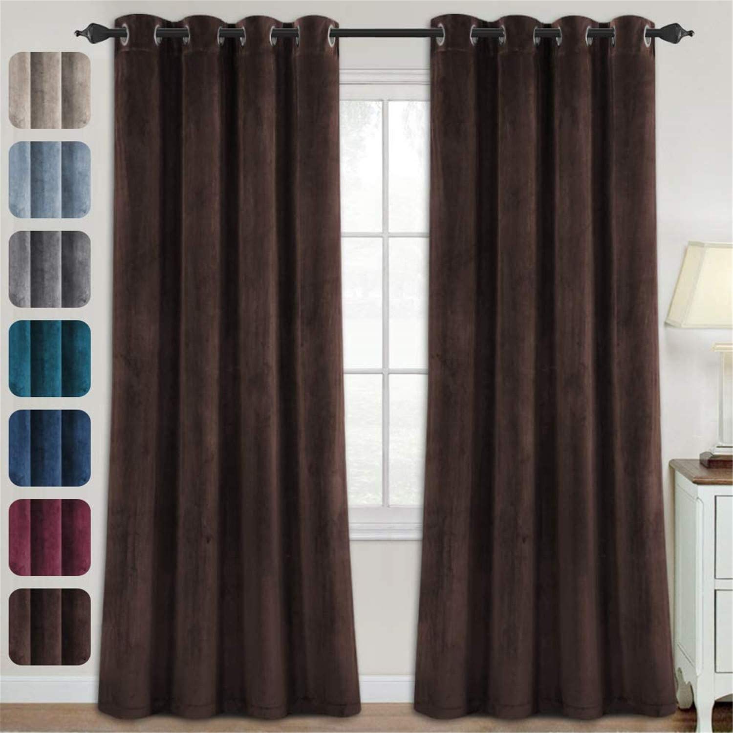 Cortinas opacas de terciopelo grueso aislantes del frío y calor para oscurecer habitaciones