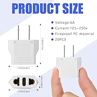 Vista 2 de EBOOT Paquete de 20 adaptadores de enchufe EBOOT Europa a EE. UU., adaptadores de enchufe americano, convertidor de voltaje de viaje, convertidor