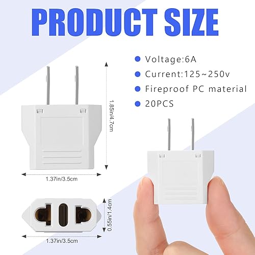 Miniatura 2 de EBOOT Paquete de 20 adaptadores de enchufe EBOOT Europa a EE. UU., adaptadores de enchufe americano, convertidor de voltaje de viaje, convertidor de