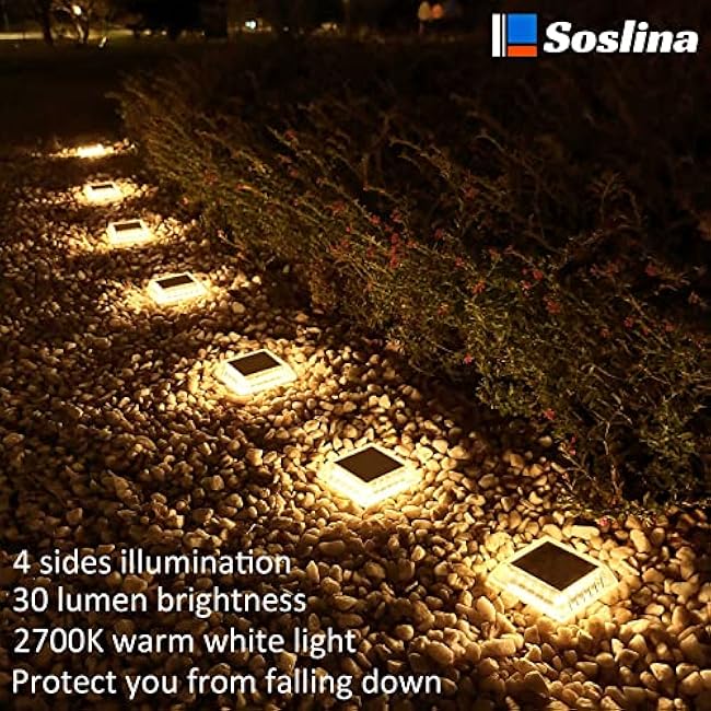 Solar Deck Lights Solar Powered, Solar Stair Lights Outdoor Waterproof, Solar Step Lights for Outdoor Garden Patio Sidewalk Runway Pathway Driveway Dock(4 Pack)