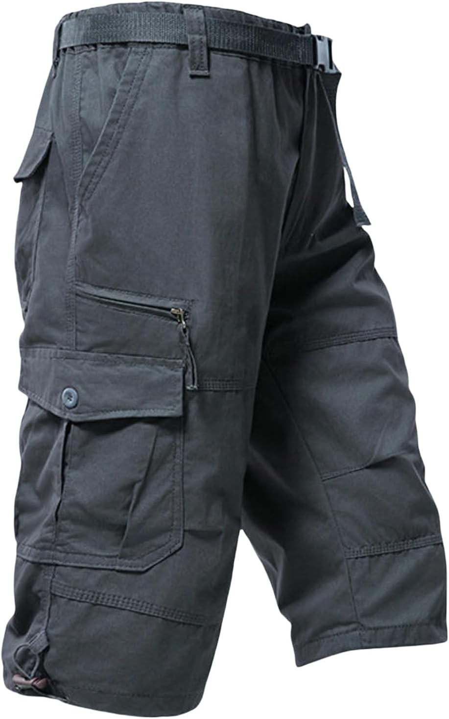 Men's Summer Outdoor Solid Workwear Loose Multi-Pocket Casual Seven-Point Shorts