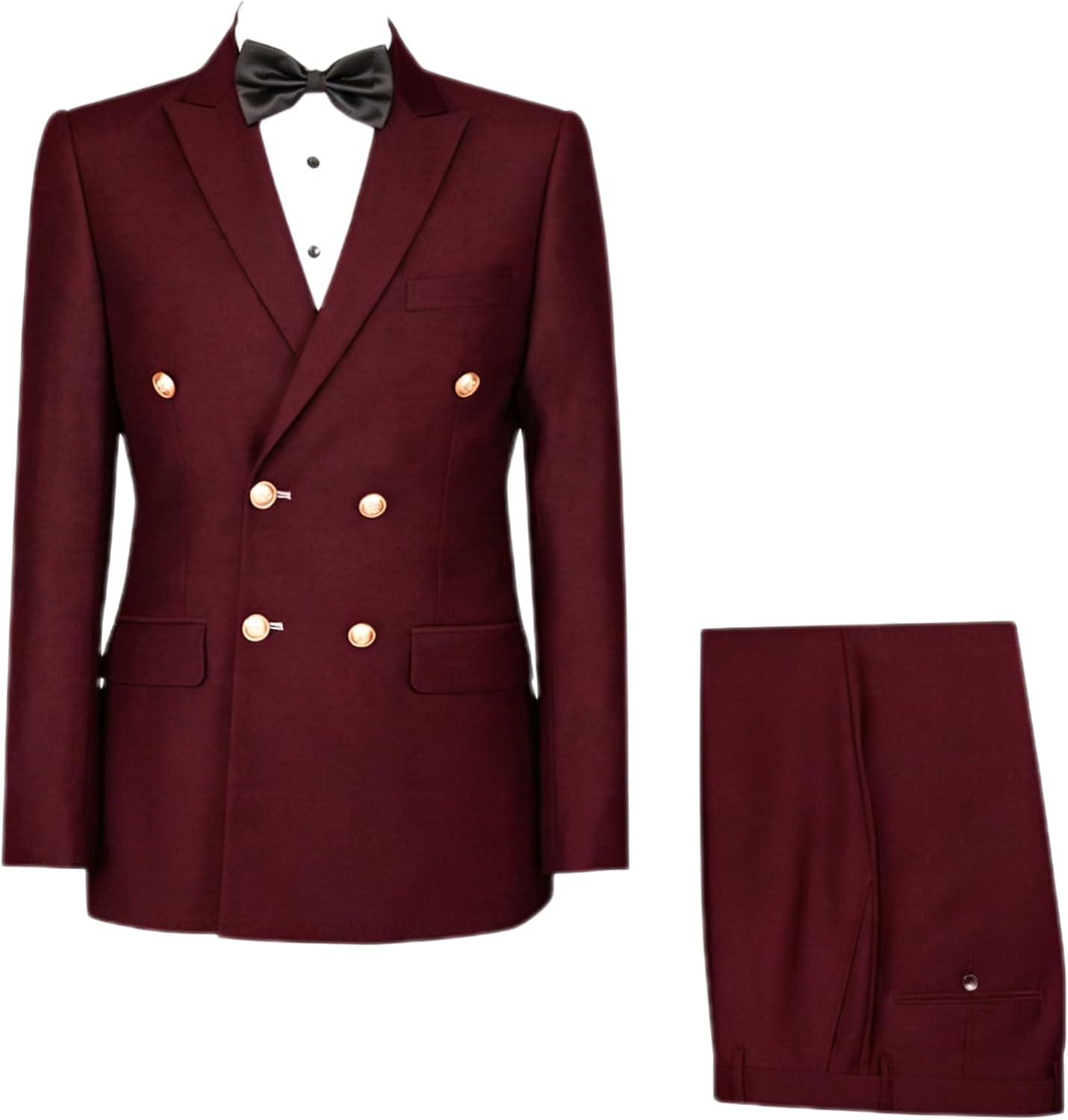 Men's Two Pieces Suit Double Breasted Buttons Peak Label for Business Office Jacket & Pants Set