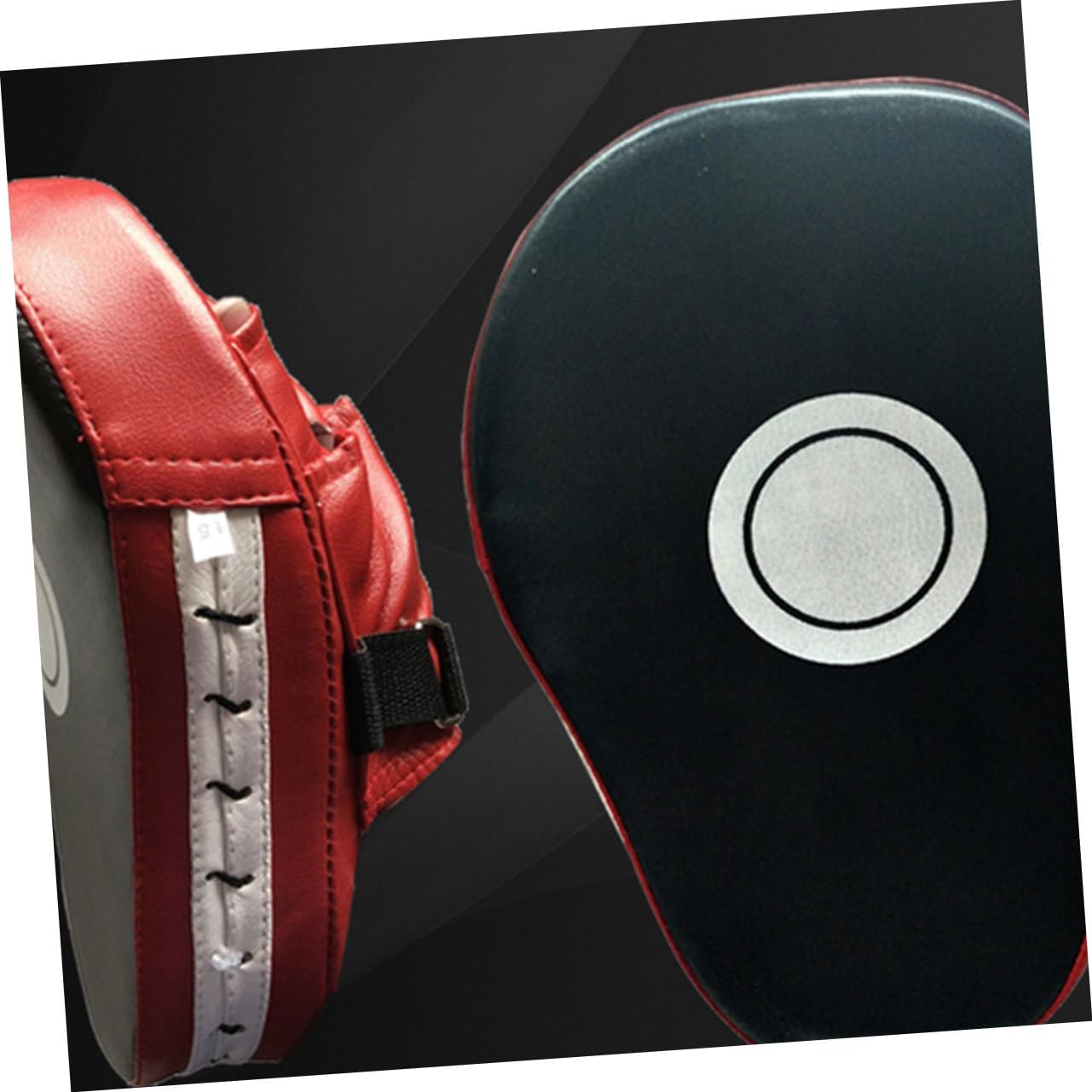 KICHOUSE Curved Handheld Boxing Pads 1 Pair Leather Sponge Safety Black | Taekwondo Training Pad, Mma and Kung Fu Practice Gear, Hand and Foot Striking Support, Gym Use