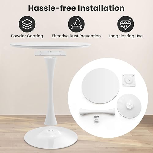 Miniatura 7 de Giantex White Round Dining Table, 32-inches Modern Tulip Kitchen Table with 0.9” Thickened Tabletop & Sturdy Metal Pedestal, Mid-Century Leisure