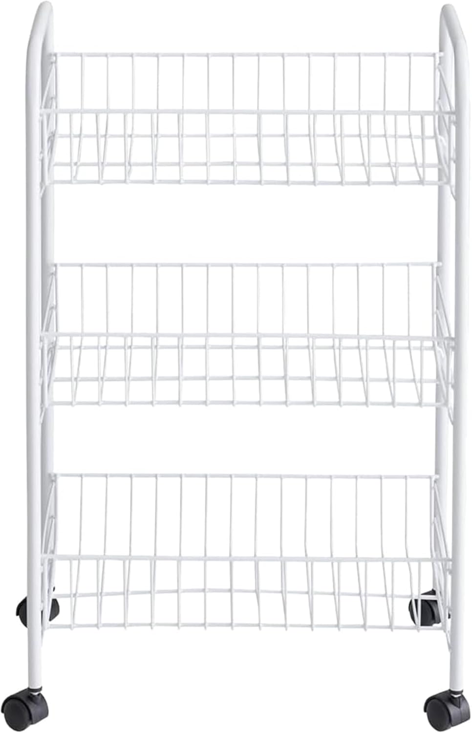 Rubbermaid 3-Tier Shelving Wheeled Organizer, Wire Adjustable Metal Storage Cart, for Office/Kitchen/Bedroom/Laundry Home Use, White