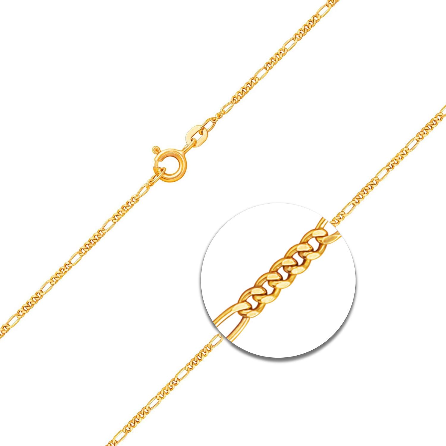 EDELIND 333/8 K Cadena Oro Mujer Fina 1.5 mm Fígaro diamantada Collar Oro Amarillo Long. 42 cm Peso Aprox. 1.9g Joya unisex con caja de regalo