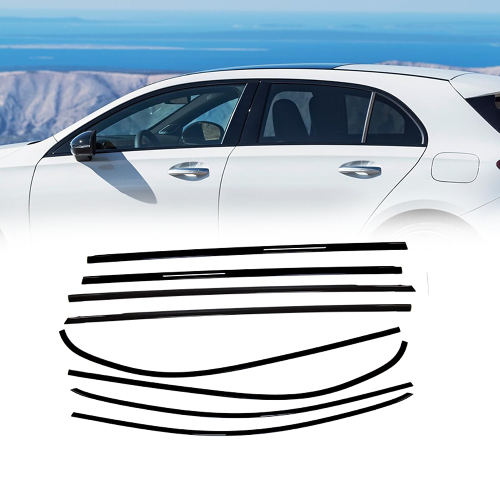 Strisce di modanatura per finestre per Benz W177 Classe A 2019-2024, colore nero