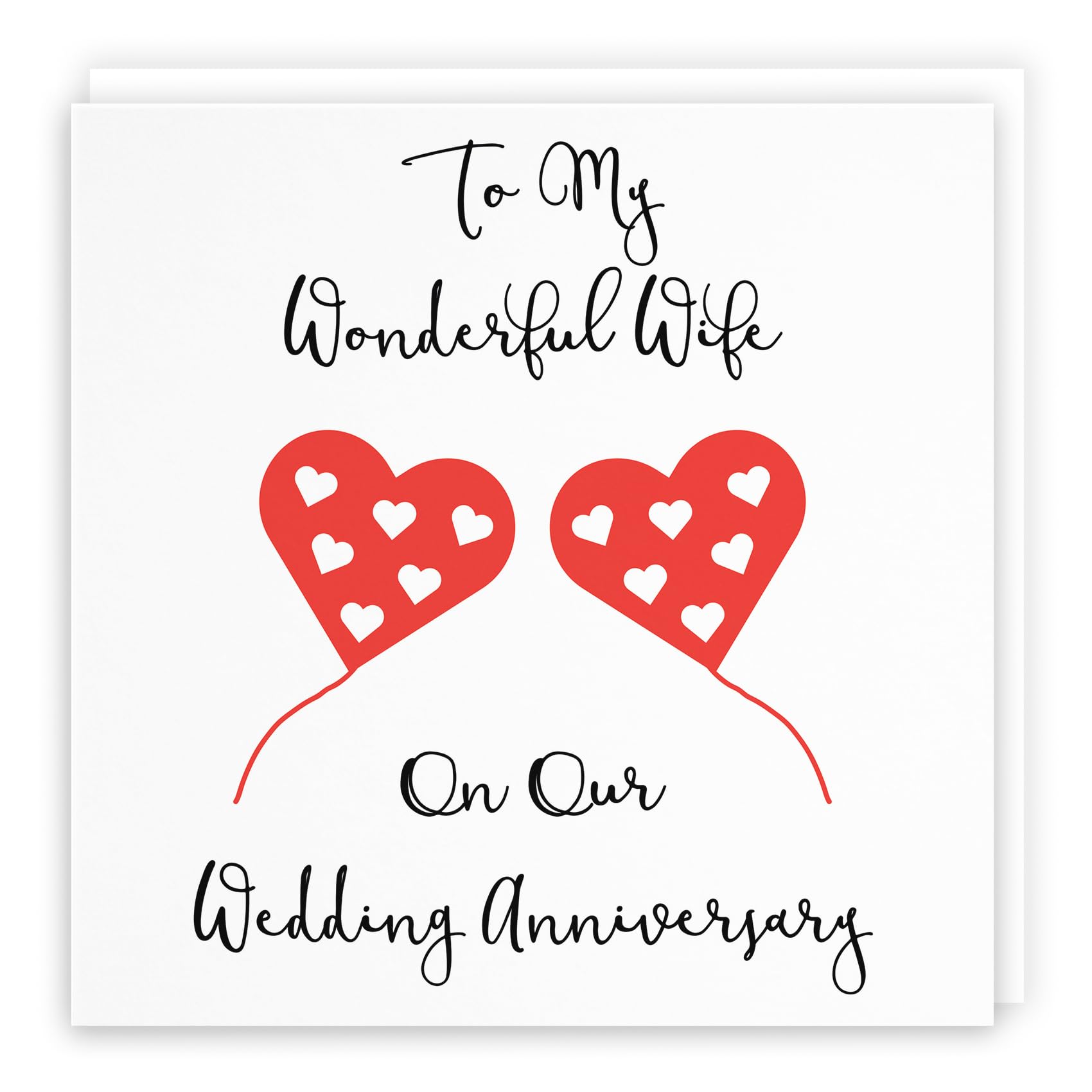 Hunts England - Wife Wedding Anniversary Card - To My Wonderful Wife - On Our Anniversary - Love Heart Collection