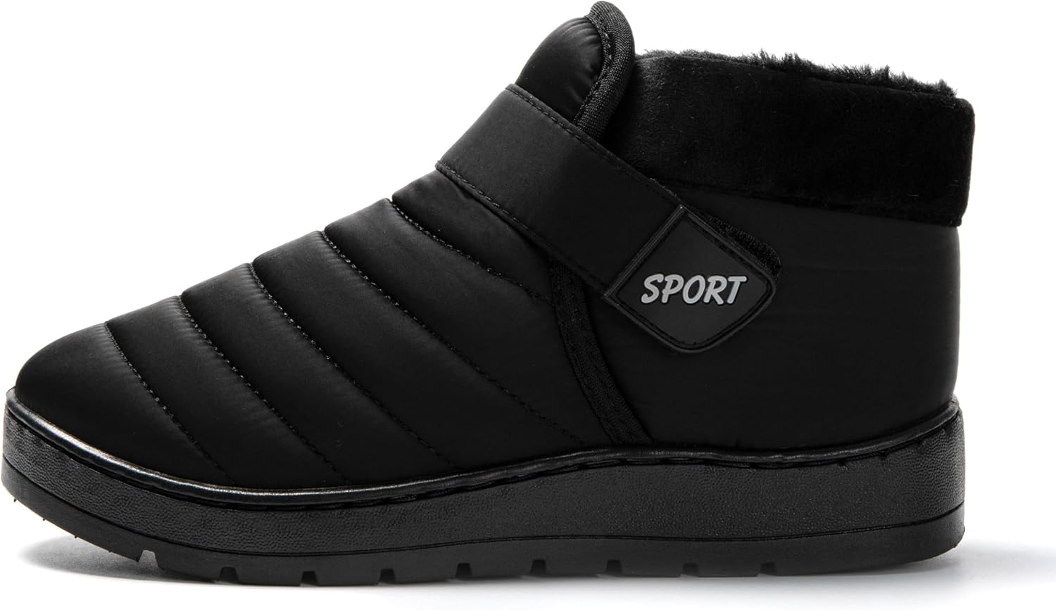 JOMIX Pantofole Donna Stivali Invernali Ciabatte Chiuse Calde da Casa Scarpe Mocassini da Inverno Babbucce Pelose Comode Chiusura a Strappo Regolabile 38 EU Nero - Immagine 3