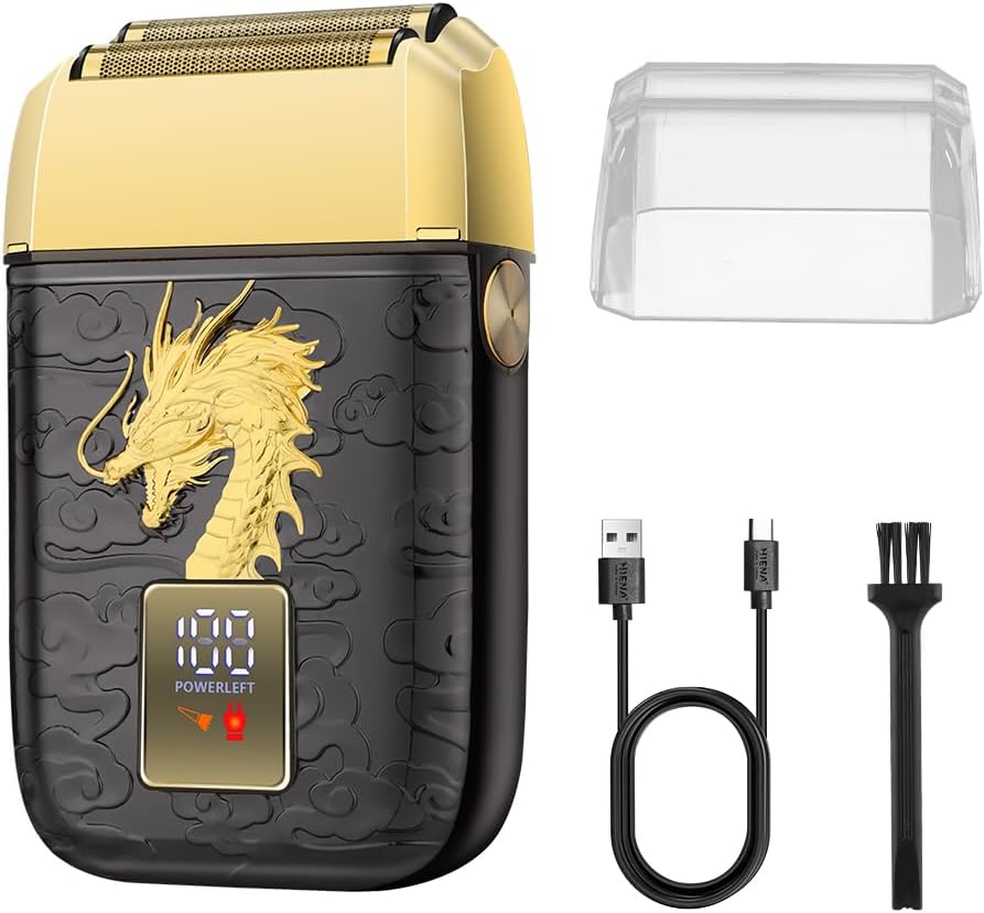 Product image of Professional Foil Shaver for Men, Double Electric Foil Trimmer, Cordless Bald Head Precision Trimmer, Electric Razor, Rechargeable with USB, Gifts for Men (BGLT)