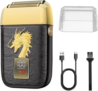 HIENA PRO Professional Foil Shaver for Men, Double Electric Foil Trimmer, Cordless Bald Head Precision Trimmer, Electric Razor, Rechargeable with USB, Gifts for Men BGLT