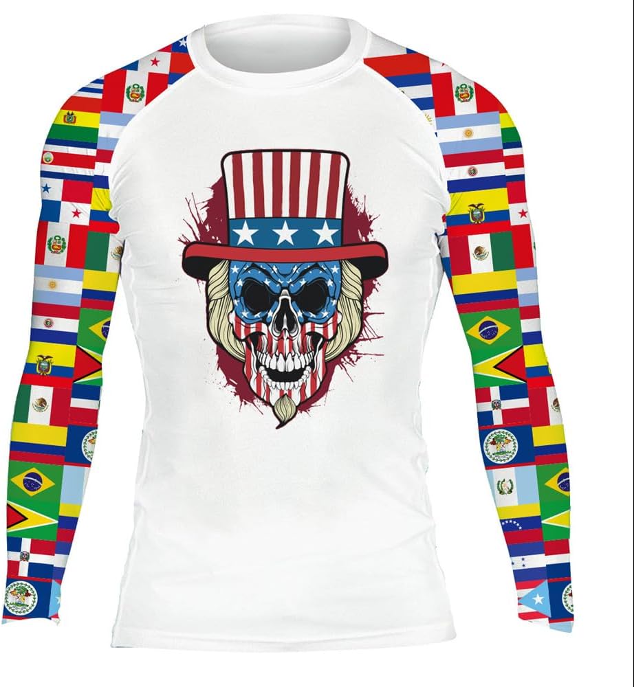 Men BJJ Rash Guard Long Sleeve Cool Dry Jiu Jitsu MMA Grappling Wrestling Shirt