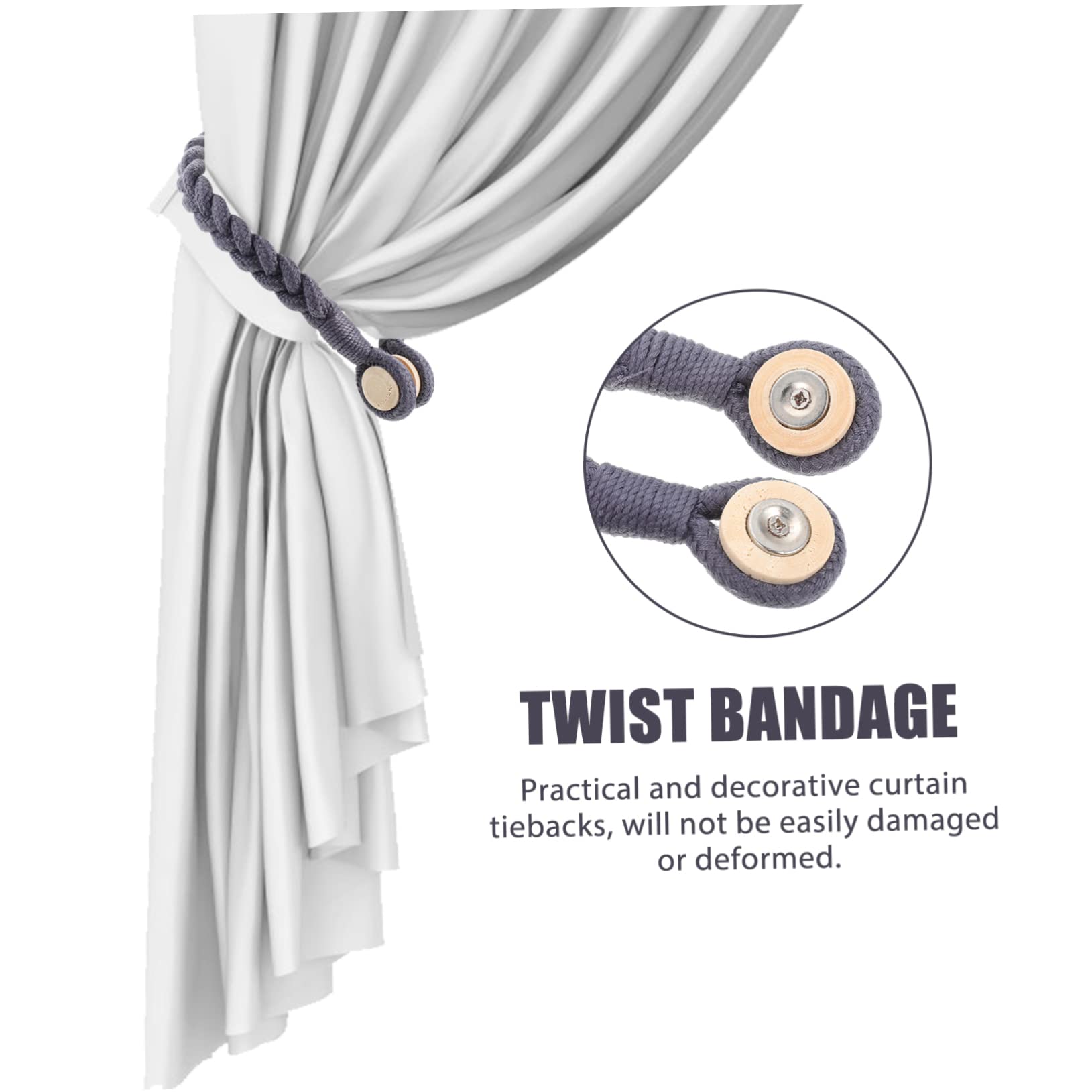 Zerodeko 6pièces Embrasses De Rideaux Magnétiques Corde Naturelle pour Décoration De Fenêtre Accessoire Moderne Et Élégant pour Salon Et Chambre