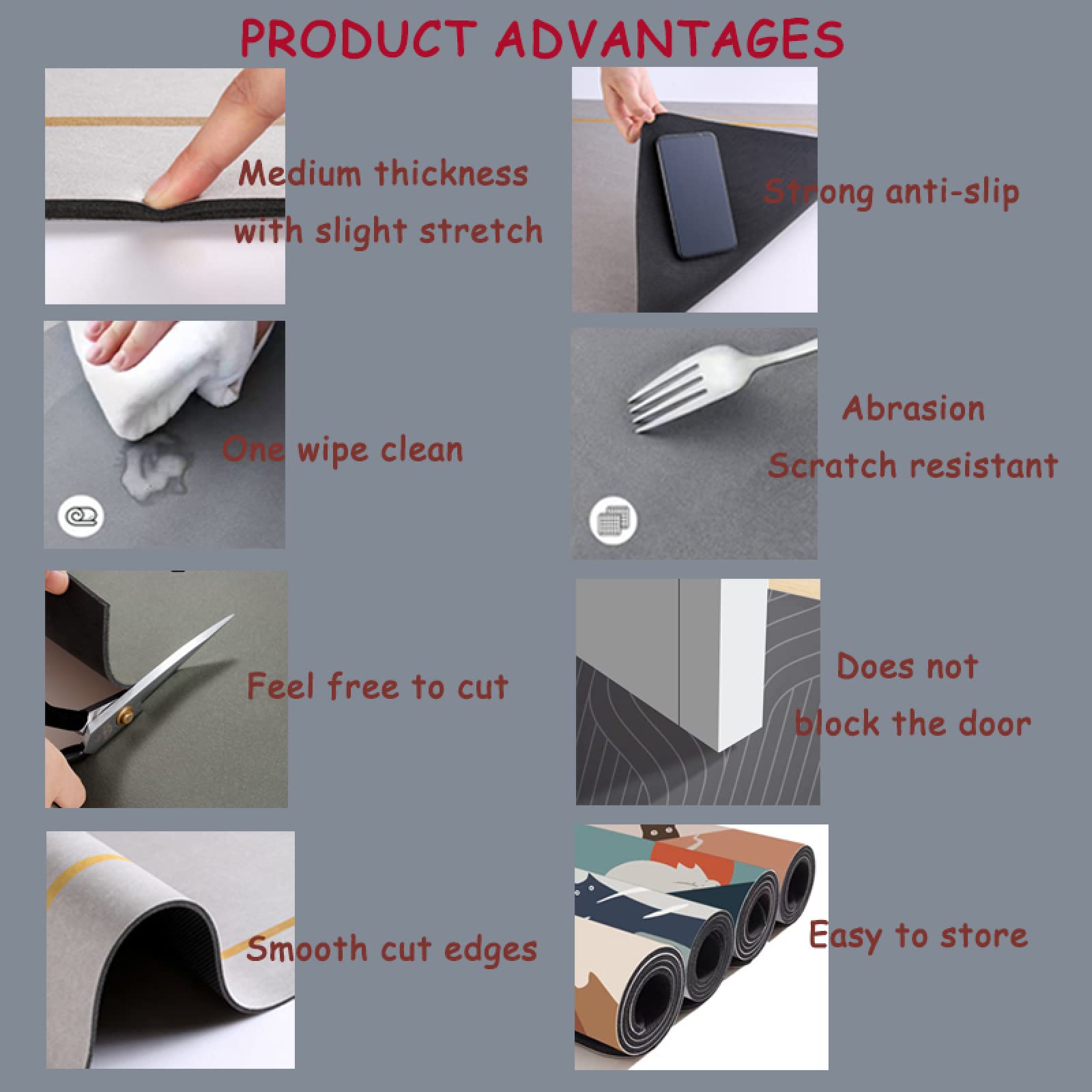Tappeto Bagno, Tappeto Bagno Antiscivolo Assorbente, Tappeti Bagno, Tappetino Doccia Antiscivolo, Tappeto Cucina Antiscivolo Lavabile, Tappeto Doccia Assorbente, Tappetini Bagno (Variazioni, 90x120cm)