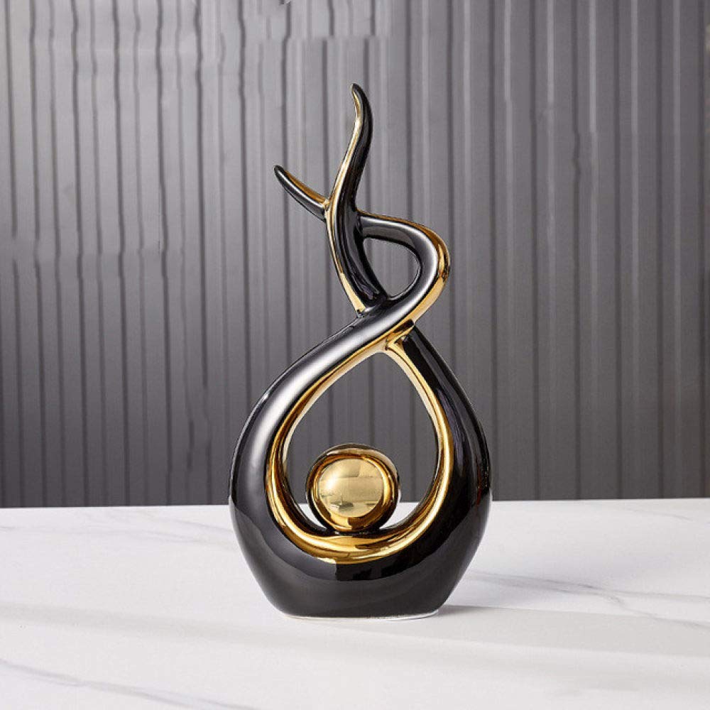 Statues accessoires de mariage céramique moderne noir doré