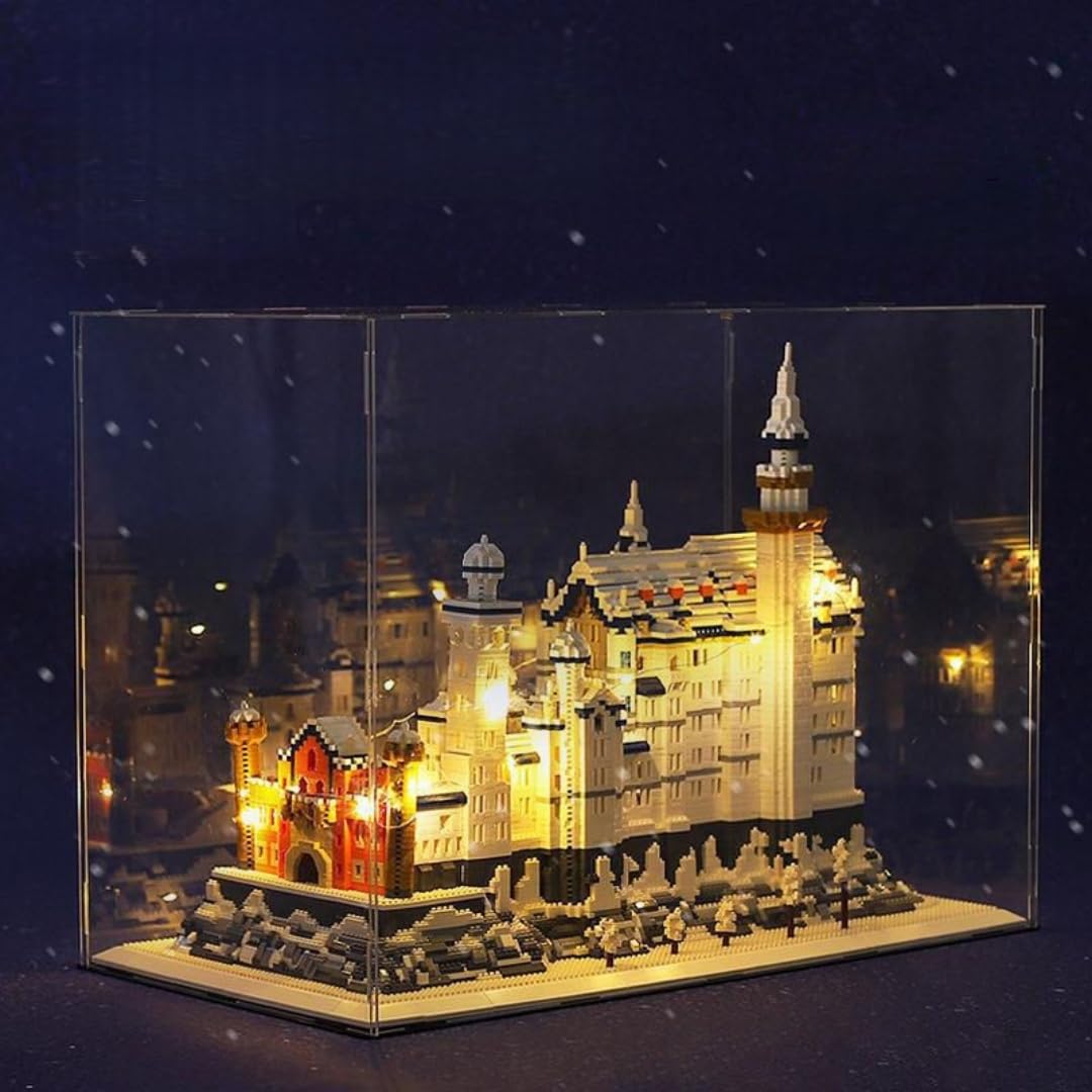 Kiwet Nano Micro Block New Swan Castle 3D Puzzle LED Light Acrylic Box DIY