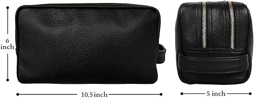 Miniatura 9 de RUSTIC TOWN Neceser de viaje de cuero genuino - Organizador de kit Dopp Café nogal Kit de afeitado de cuero para hombre