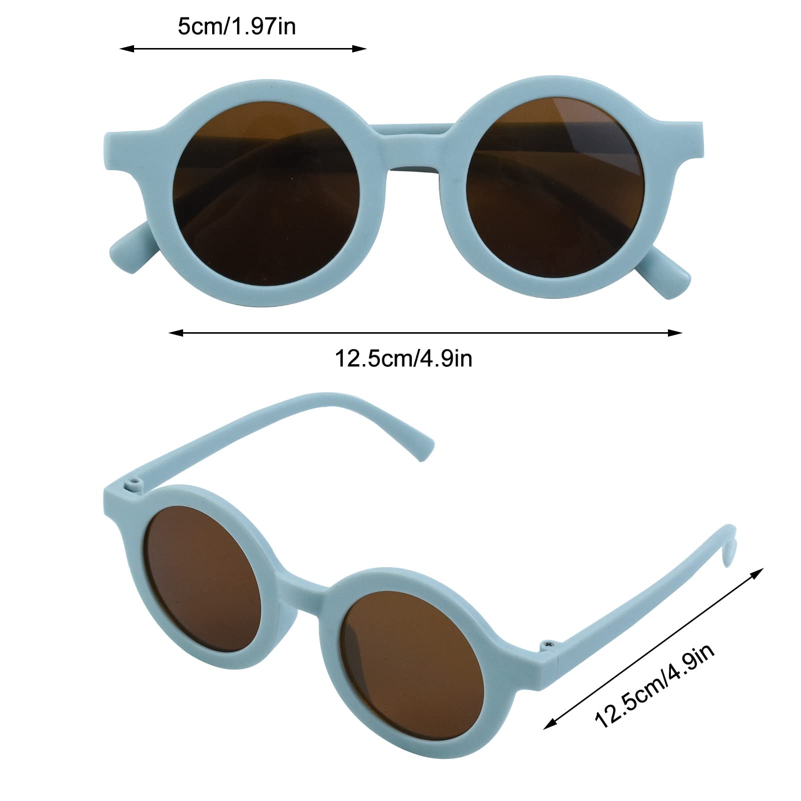 BEHAHAI Lunettes de soleil rondes pour enfants - Protection UV 400 pour bébé, tout-petit, enfants de 1 à 8 ans - Style rétro pour filles et garçons