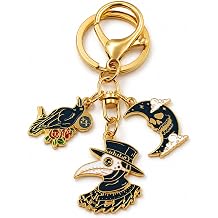 Crow Keychain Plague Doctor Keychains Bag Charm for Women with Gothic Raven and Moon Pendant, Halloween Key Chains Gifts for Girls, Friends, Students, Family, Colleagues