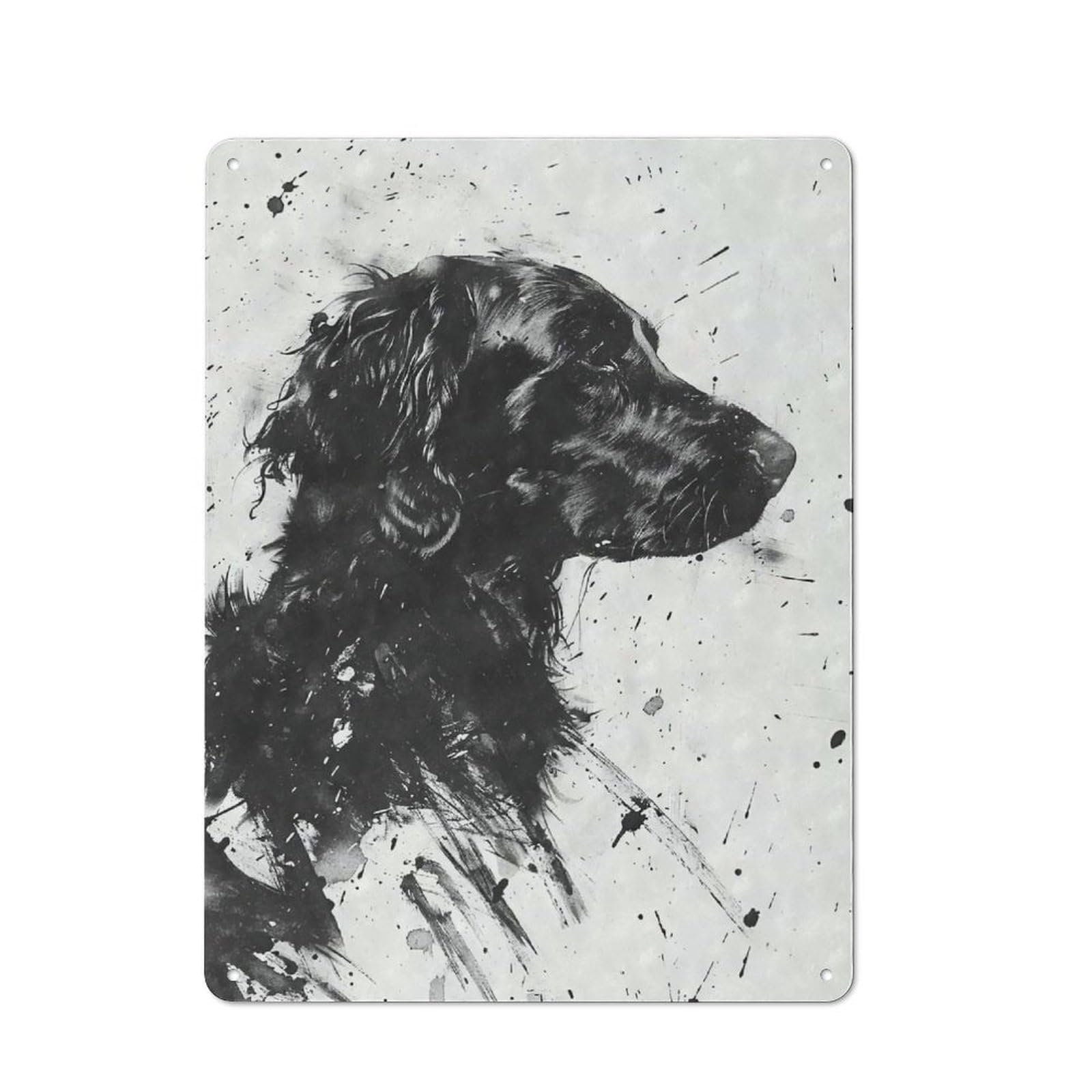 Junmoney Flatcoated Retriever Ink Tin Wall Plaque 40X30cm With For Hobby Room Or Studio, For Metal Sign Collectors, For Kitchen And Home Bar Decor