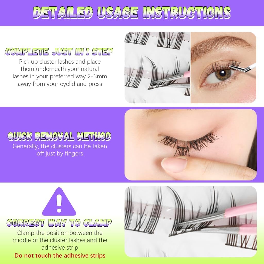 MAYCREATE 100 Pcs Self Adhesive Eyelash Clusters 8/10/12mm Natural Look 4
