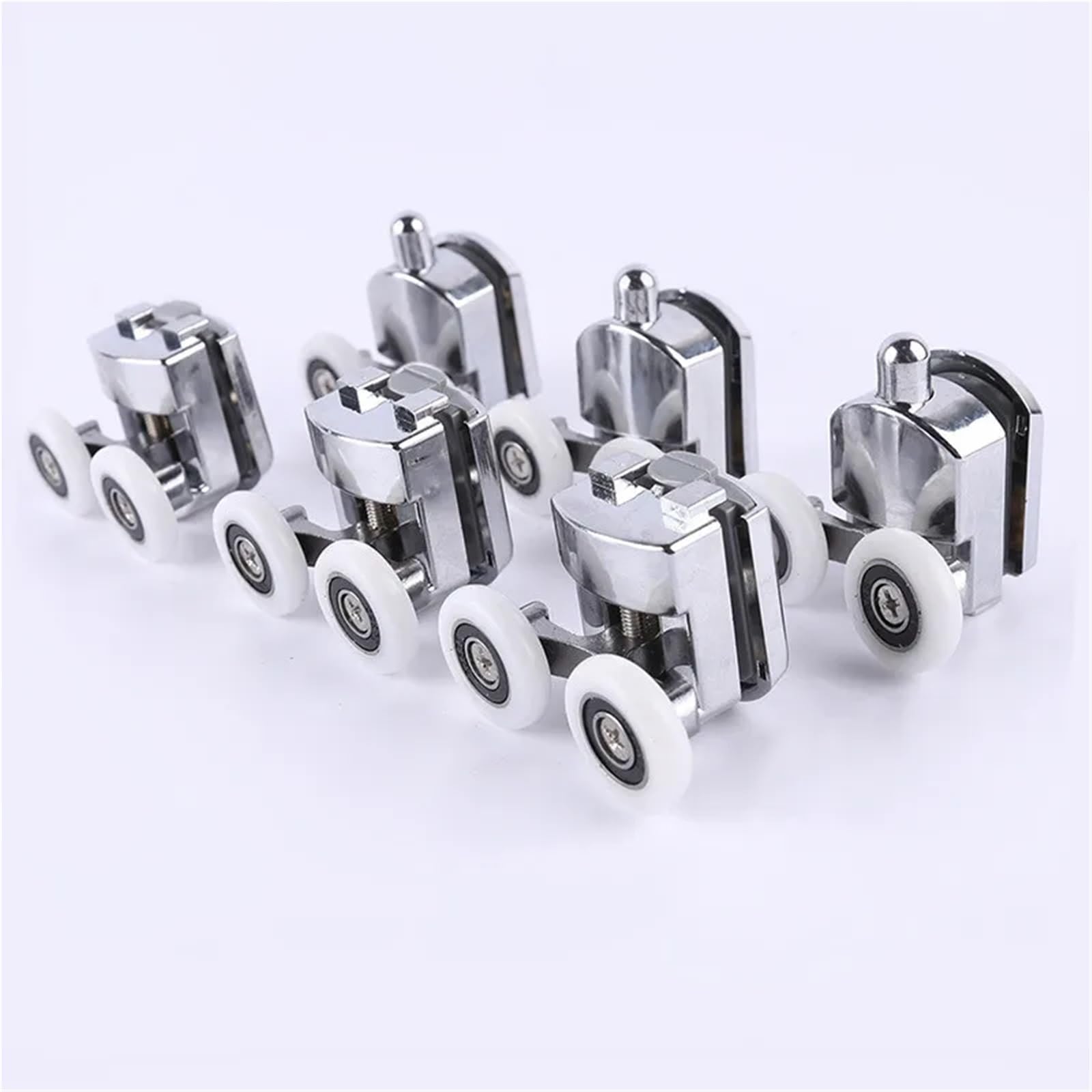 Ersatzrollen für Duschkabinentüren, Doppelrollen for Duschtüren aus Zinklegierung, 23–27 mm, for 4–6 mm Glastüren, 4 Stück(4-upper4-down,25mm)