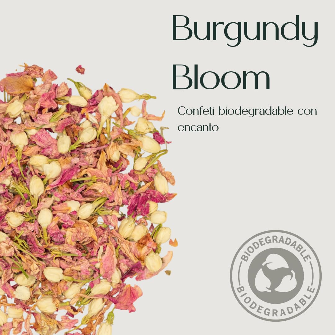 Burgundy Bloom - Confeti de Boda | 1L Petalos de Boda | Confeti 100% Biodegradable - Casia Natura