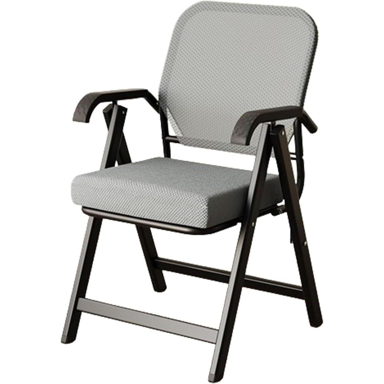 DLLDQBD Upholstered Folding Chair, Ergonomic Office Chair, Comfortable Dining Chair, with Backrest and Arms, Home Office Desk Chair(Color:Grey)