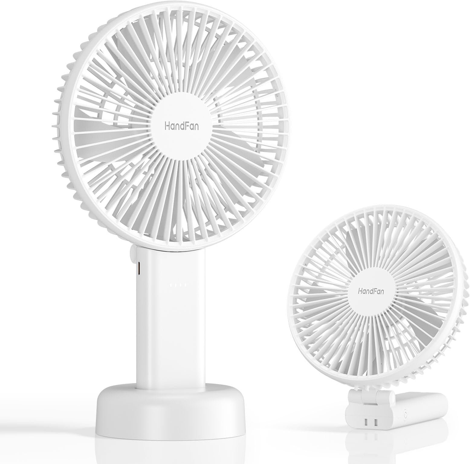 HandFan 6 Inch Handheld Fan with 4000mAh Battery 6 Speed Personal Fan, Strong Airflow, Cooling Desk Removable Base Design, 5-34H Working Time, 180° Foldable for Travel Outdoor Office Household(whtie)