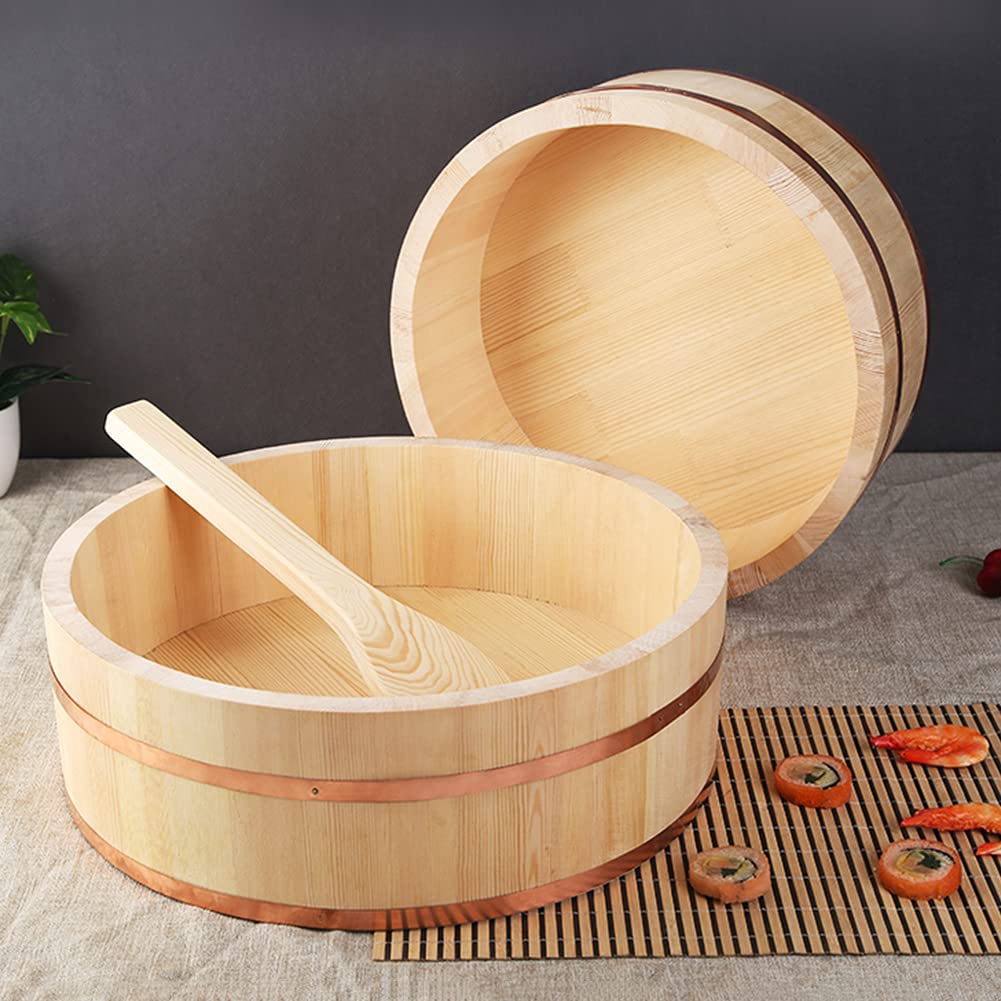 Cuve De Mélange De Riz en Bois De Pin, Bol De Refroidissement pour Riz À Sushi, Seau De Cuisine Japonaise, 12 Tailles, 27X7,5 Cm (48X12Cm)