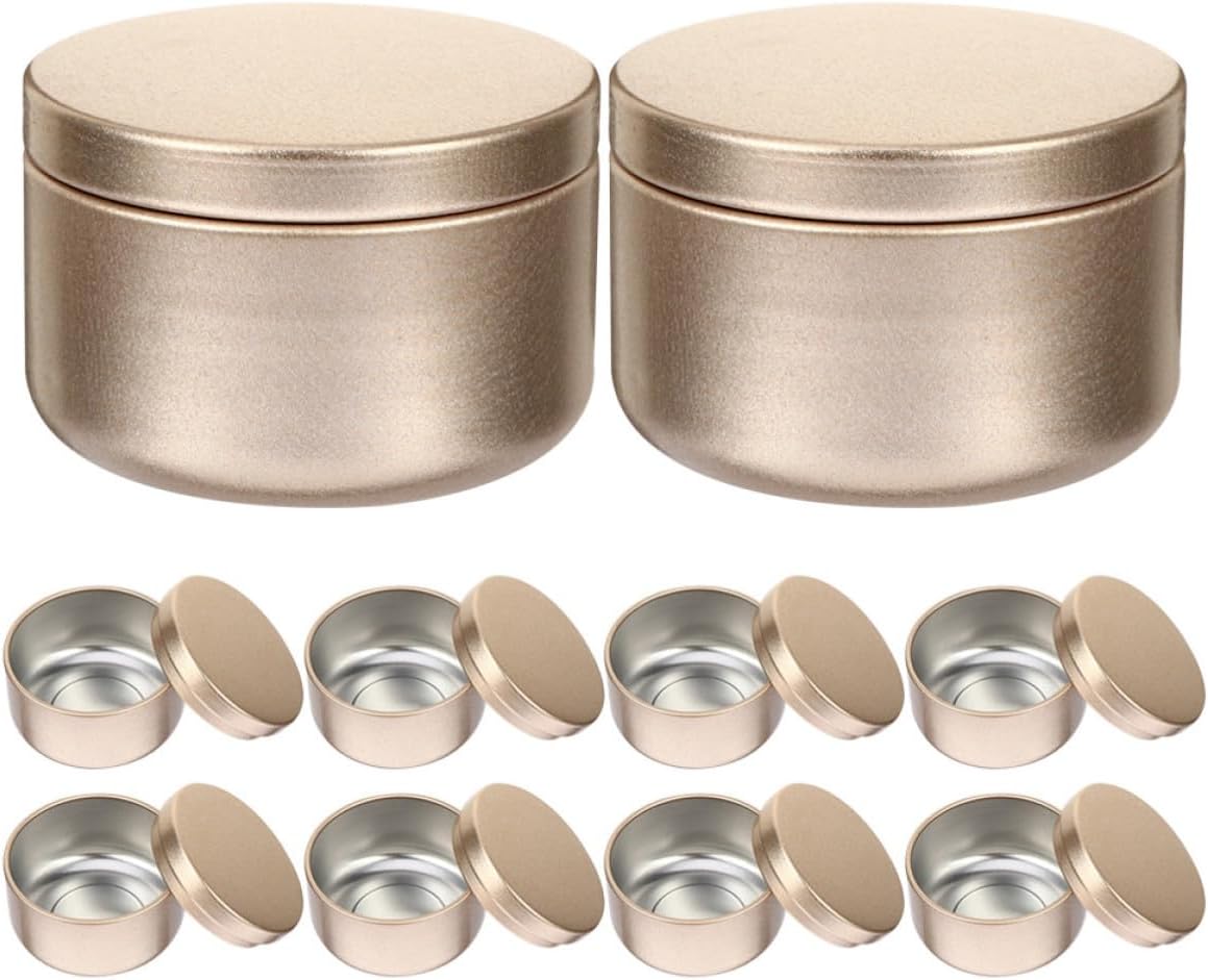 Beavorty 10pcs 50ml Small Aluminum Metal Tins with Lids for Aromatherapy Candle Making and Essential Oil Storage, Portable and Convenient for Travel and Portioning