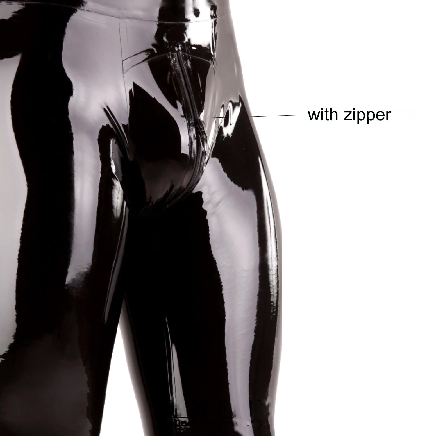 IOKUKI Leggings en Latex pour Hommes,Pantalons en Latex Noir avec Fermeture éclair à l'entrejambe (Chaussettes Incluses)