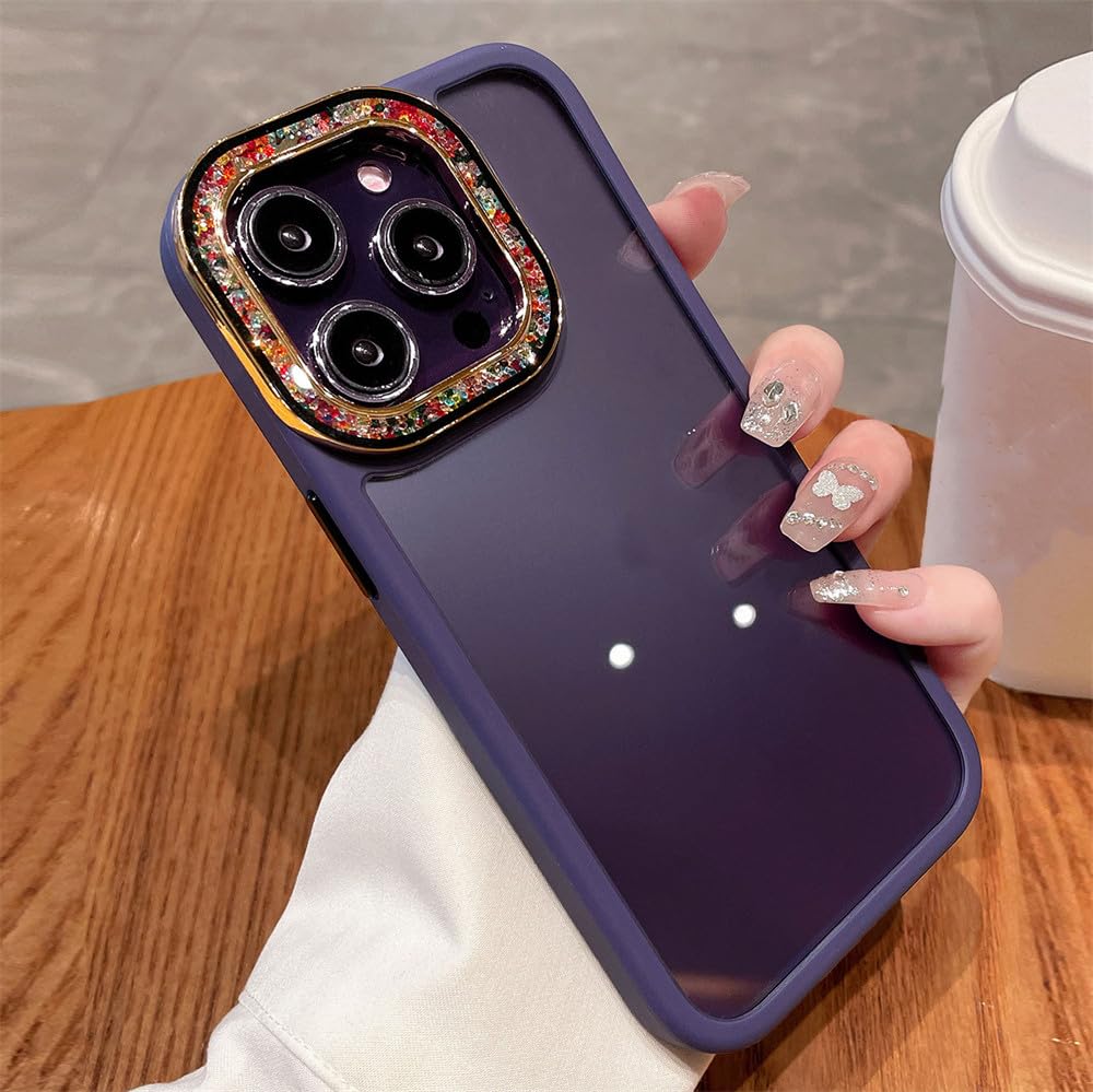 Coque objectif diamant iPhone 14 anti-rayure rigide transparente violette - 6