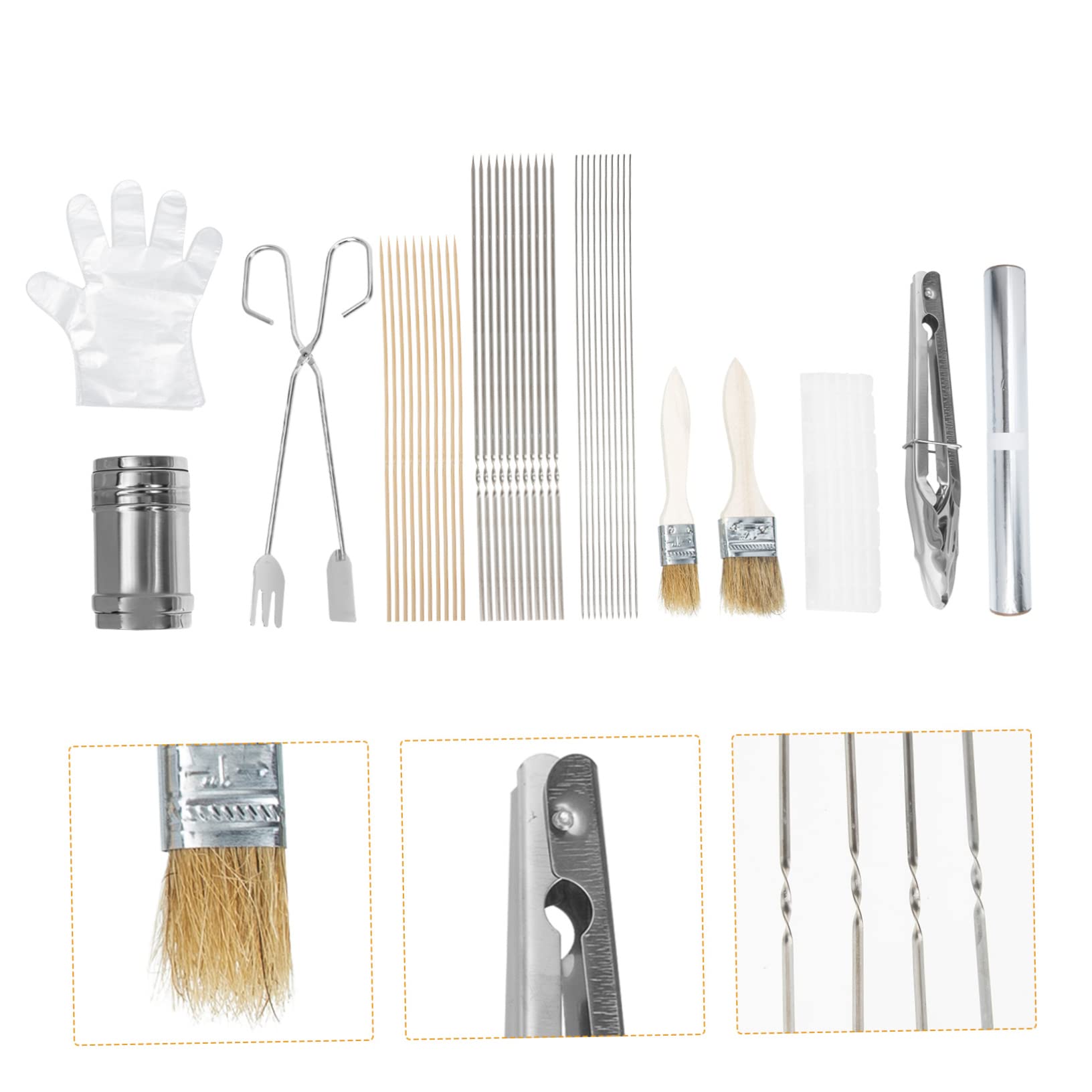 Set di Utensili Barbecue in Acciaio Inox per Campeggio | Clip Multi-funzione, Design Leggero, Accessori per Grigliate All'aperto, Bastoncini Inox, Kit Completo