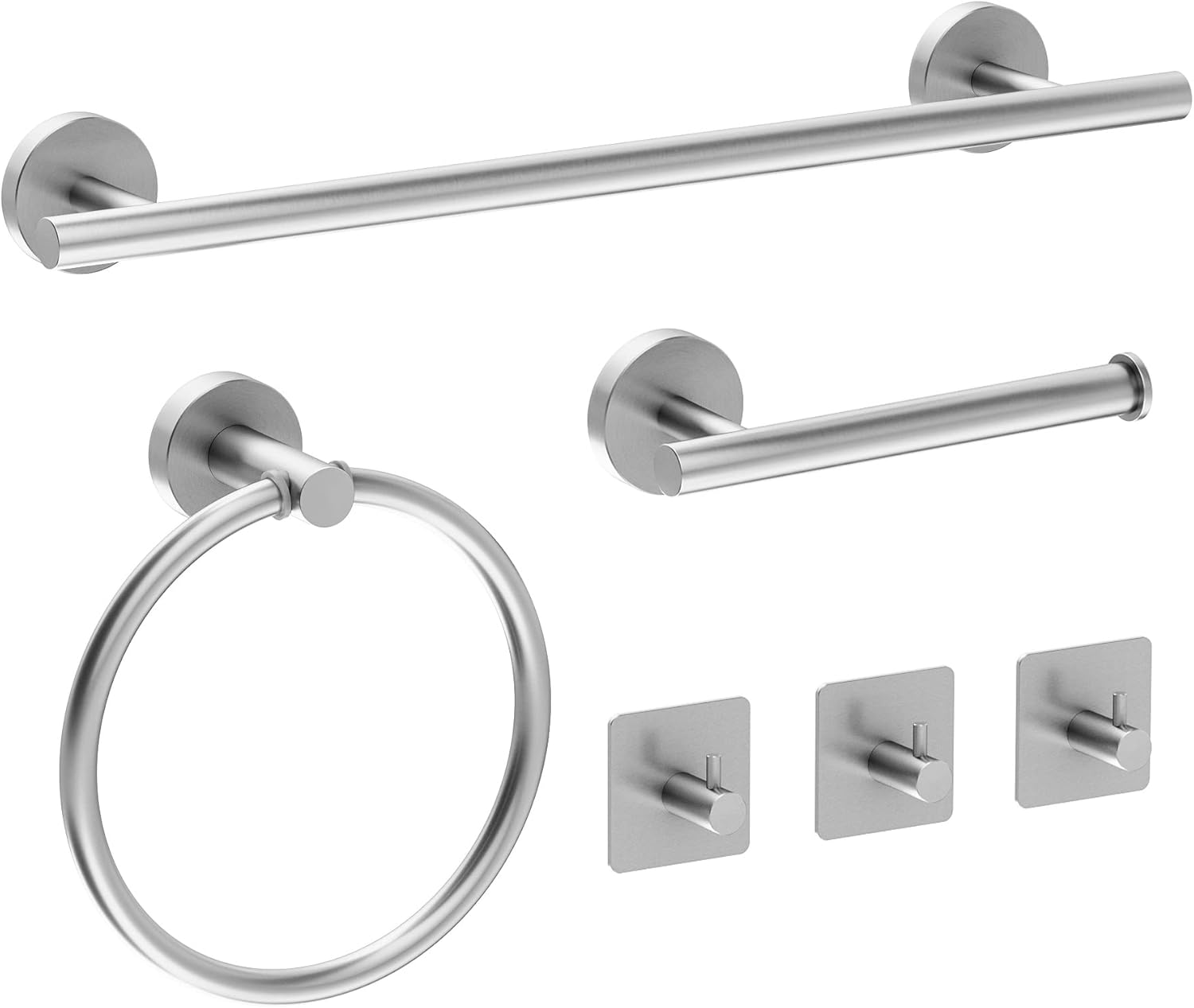 6pcs Bathroom Hardware Set,Matte Silver Bathroom Towel Rack
