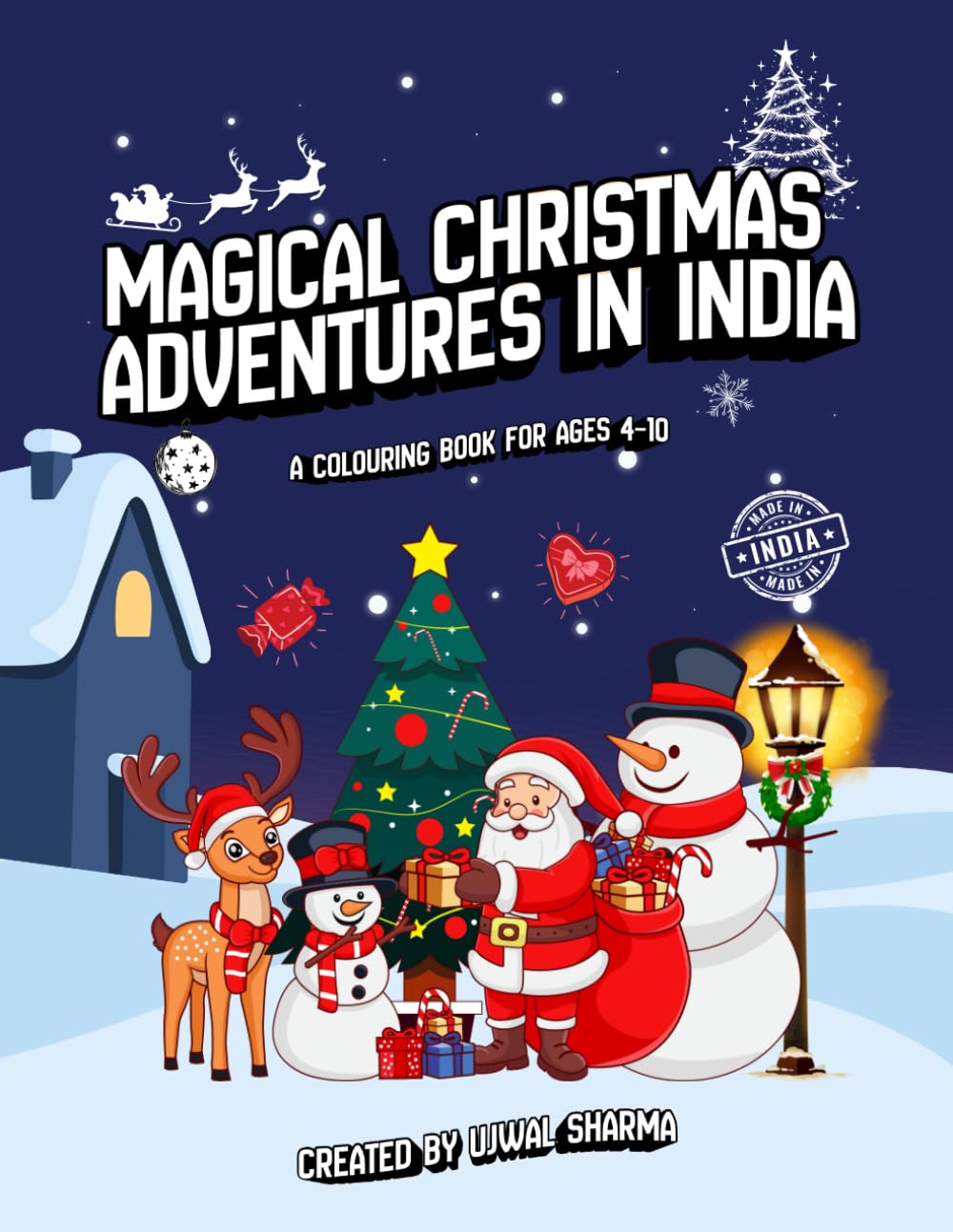 Magical Christmas Adventures in India: A Fun and Simple Christmas Colouring Book for Ages 4 to 10